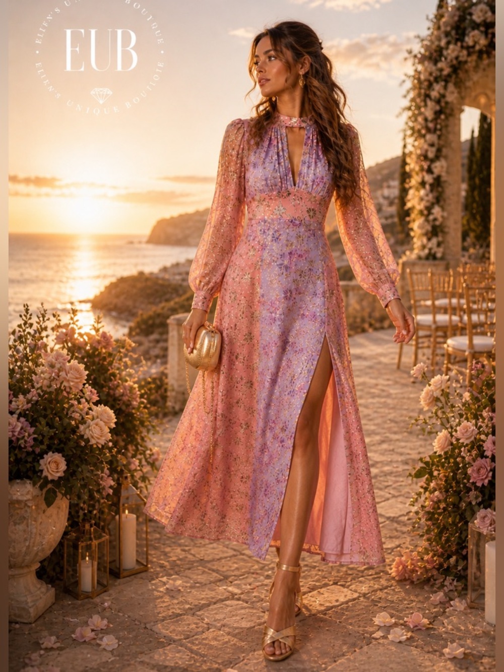 LoveShackFancy Starling Amethyst Dusk Velvet Floral Maxi Dress 10 New With Tags